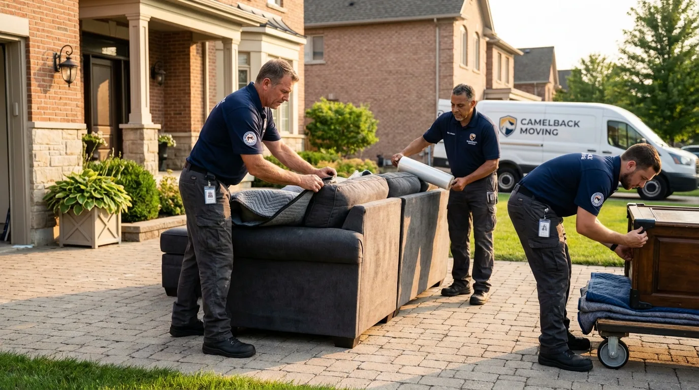 Large estate moving crew wrapping furniture in Summersville, WV